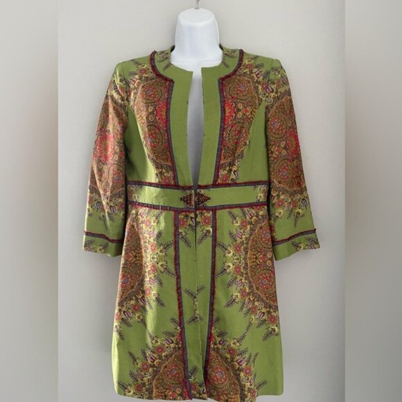 Andrea Becker Green Paisley linen Jacket - Picture 1 of 10
